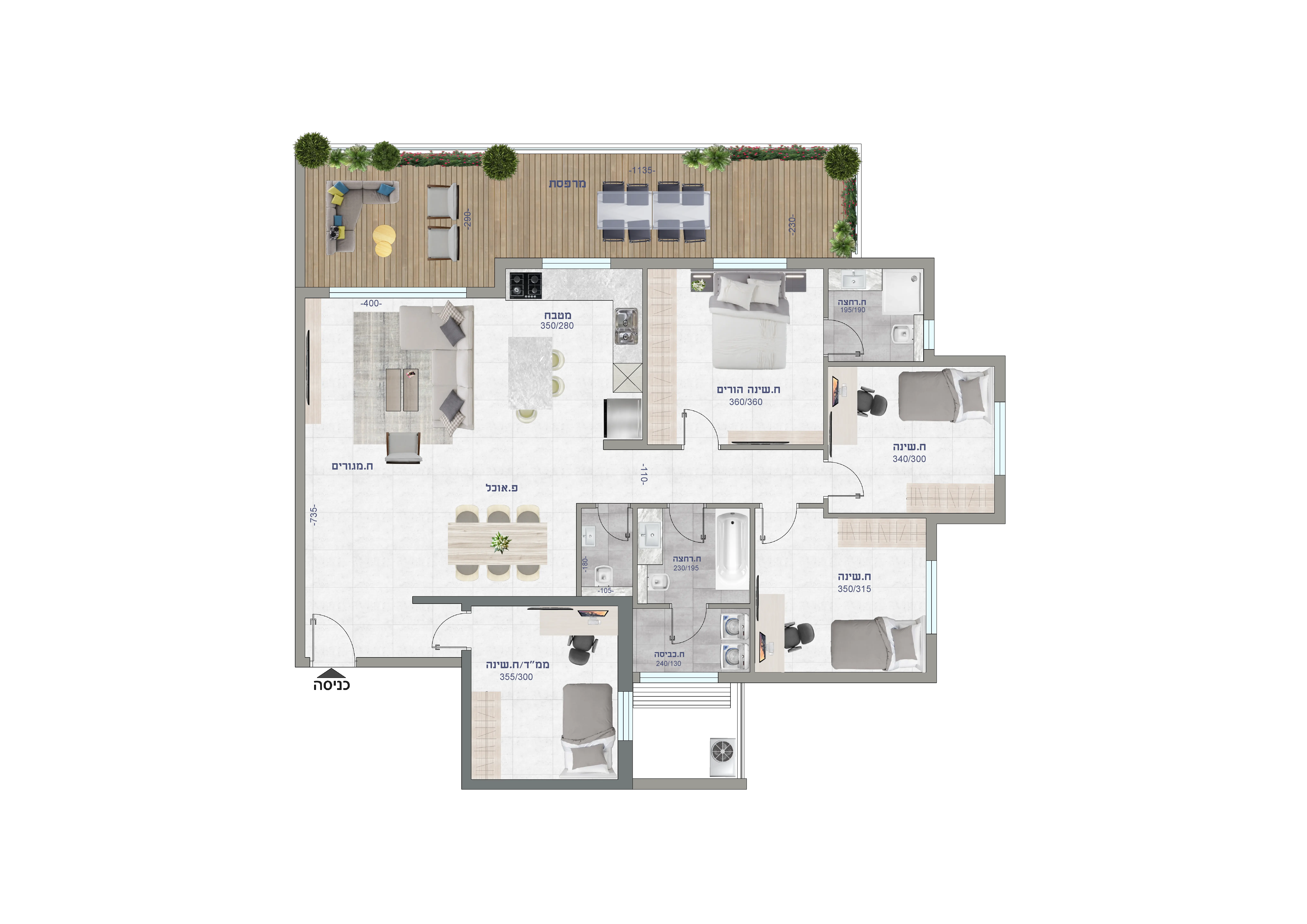 דירת חמישה חדרים מזרח