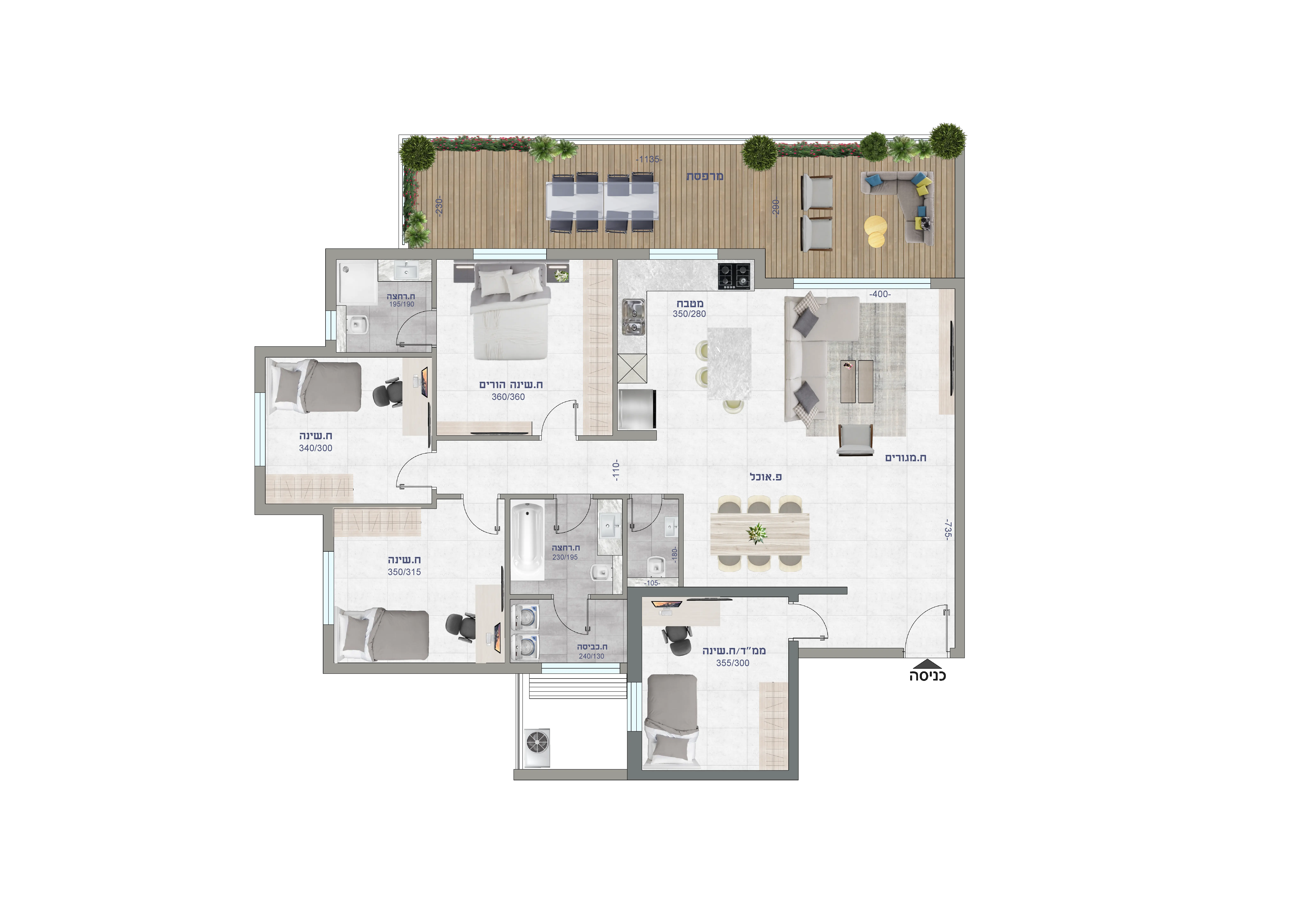 דירת חמישה חדרים מערב